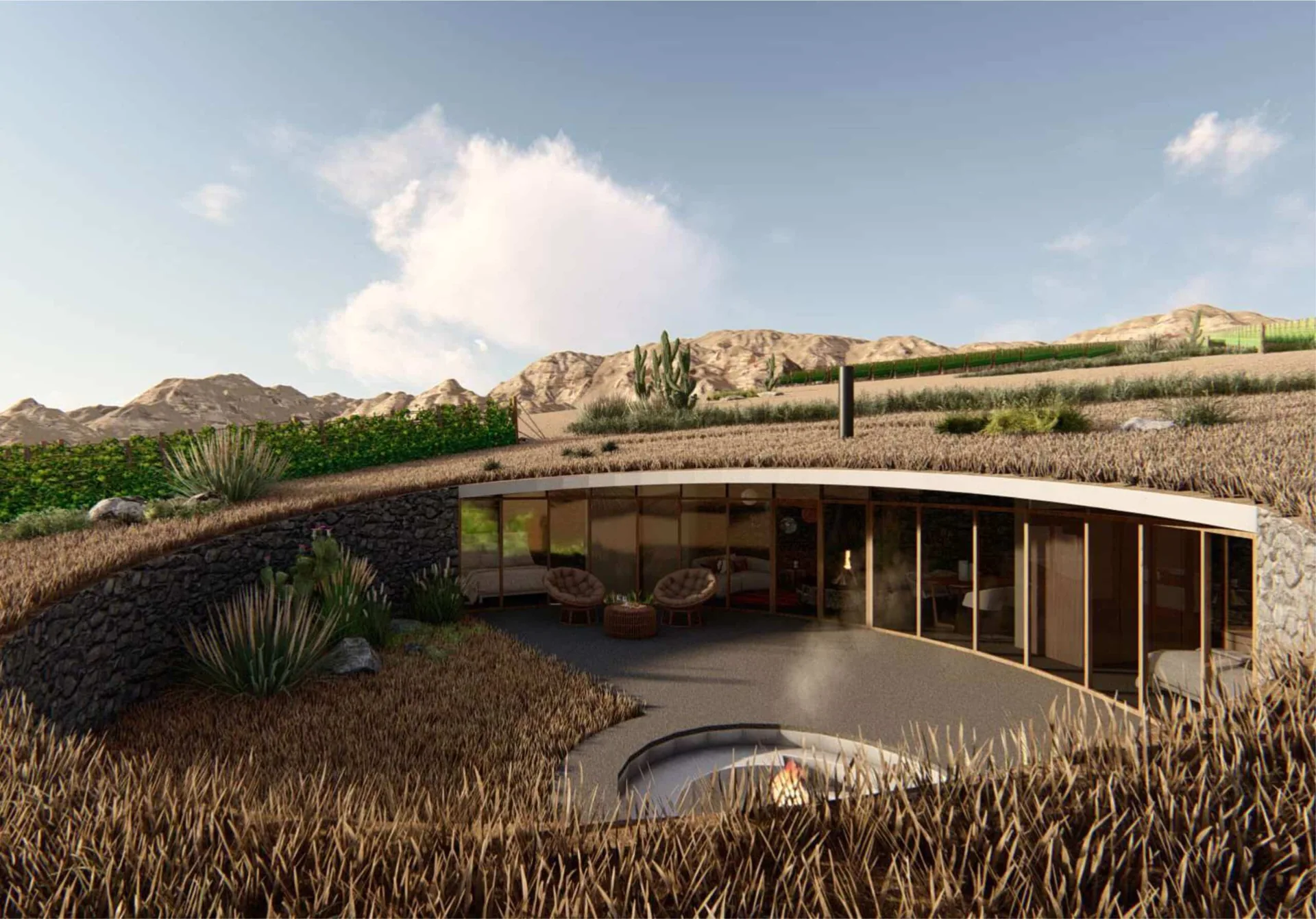 Visualización arquitectónica del Refugio publicada por Muskuy